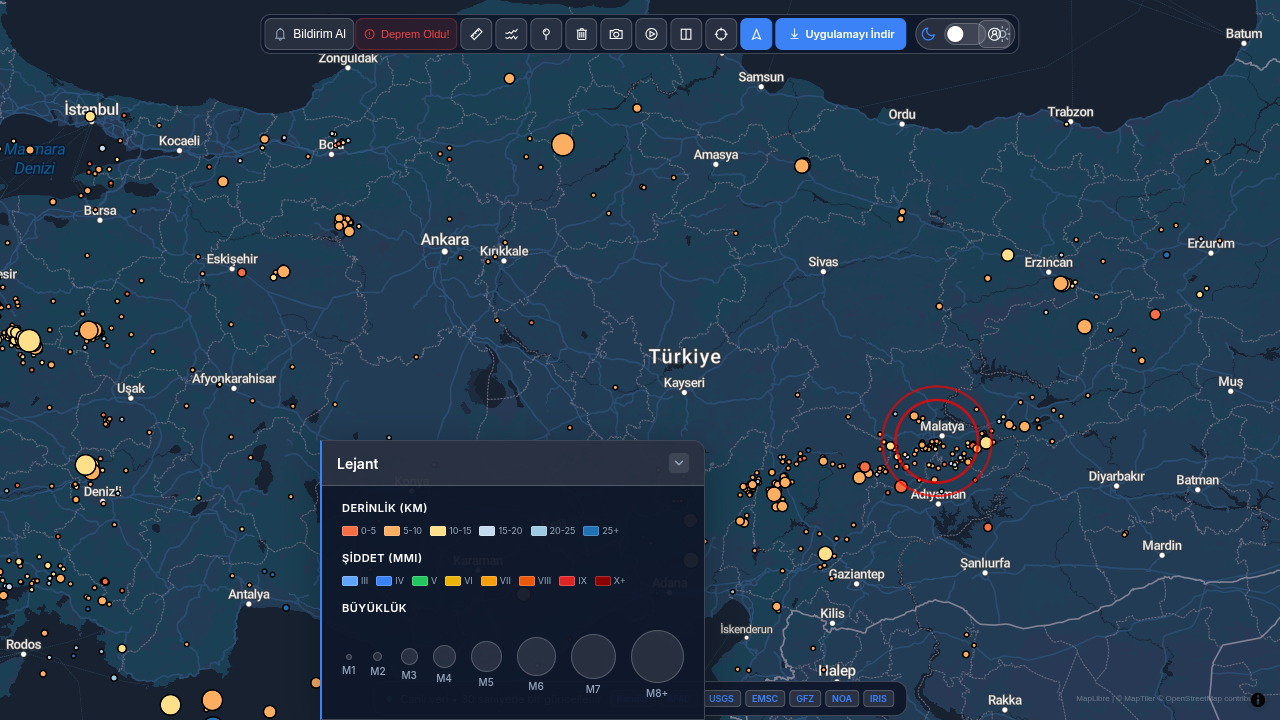 Canlı deprem haritası